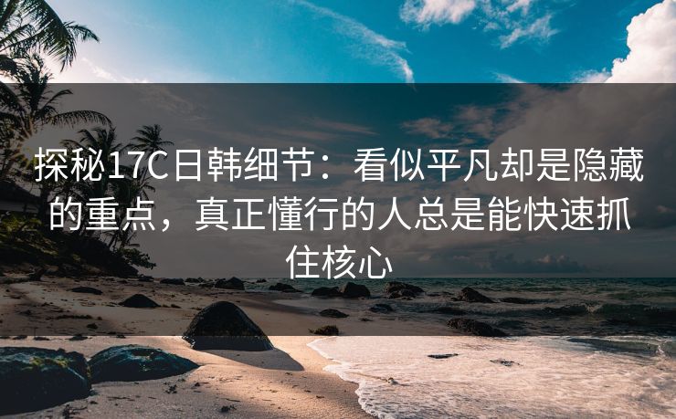 探秘17C日韩细节：看似平凡却是隐藏的重点，真正懂行的人总是能快速抓住核心