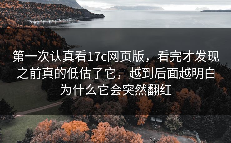 第一次认真看17c网页版，看完才发现之前真的低估了它，越到后面越明白为什么它会突然翻红