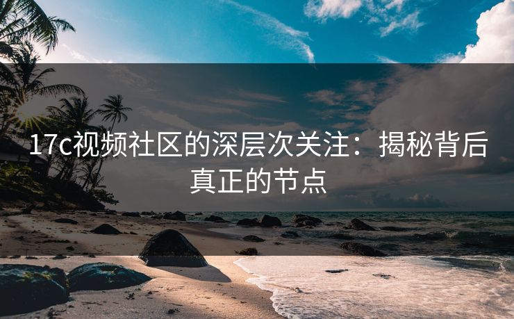 17c视频社区的深层次关注：揭秘背后真正的节点