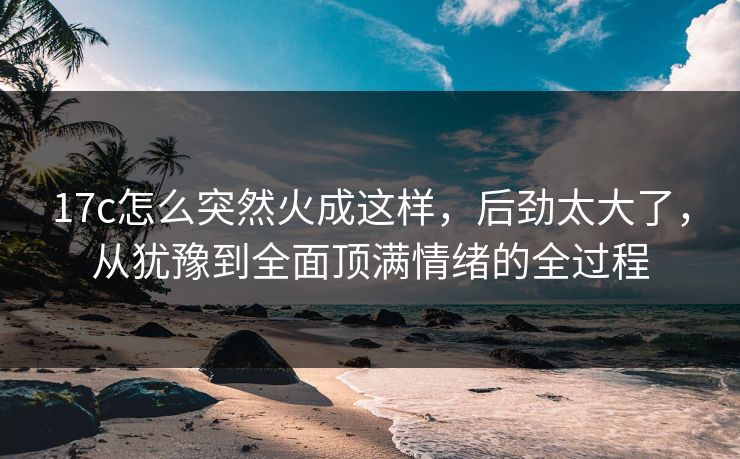 17c怎么突然火成这样，后劲太大了，从犹豫到全面顶满情绪的全过程