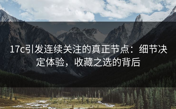 17c引发连续关注的真正节点：细节决定体验，收藏之选的背后