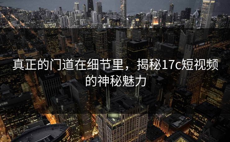 真正的门道在细节里,揭秘17c短视频的神秘魅力 真正的门道在细节里,揭秘17c短视频的神秘魅力