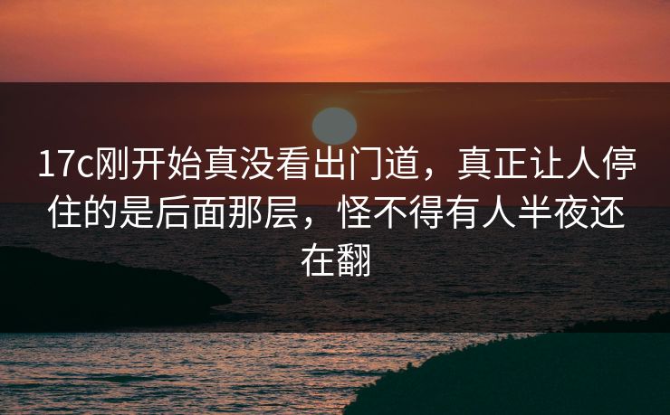 17c刚开始真没看出门道,真正让人停住的是后面那层,怪不得有人半夜还在翻 17c刚开始真没看出门道,真正让人停住的是后面那层,怪不得有人半夜还在翻